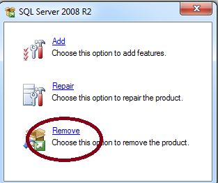 Selection Option in Sql Server Uninstallation